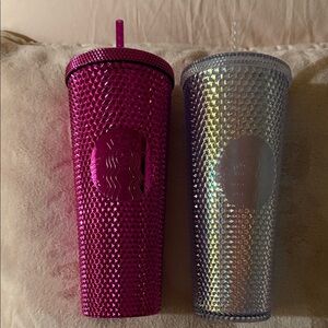 Starbucks Pink and Silver Studded Tumblers NWT